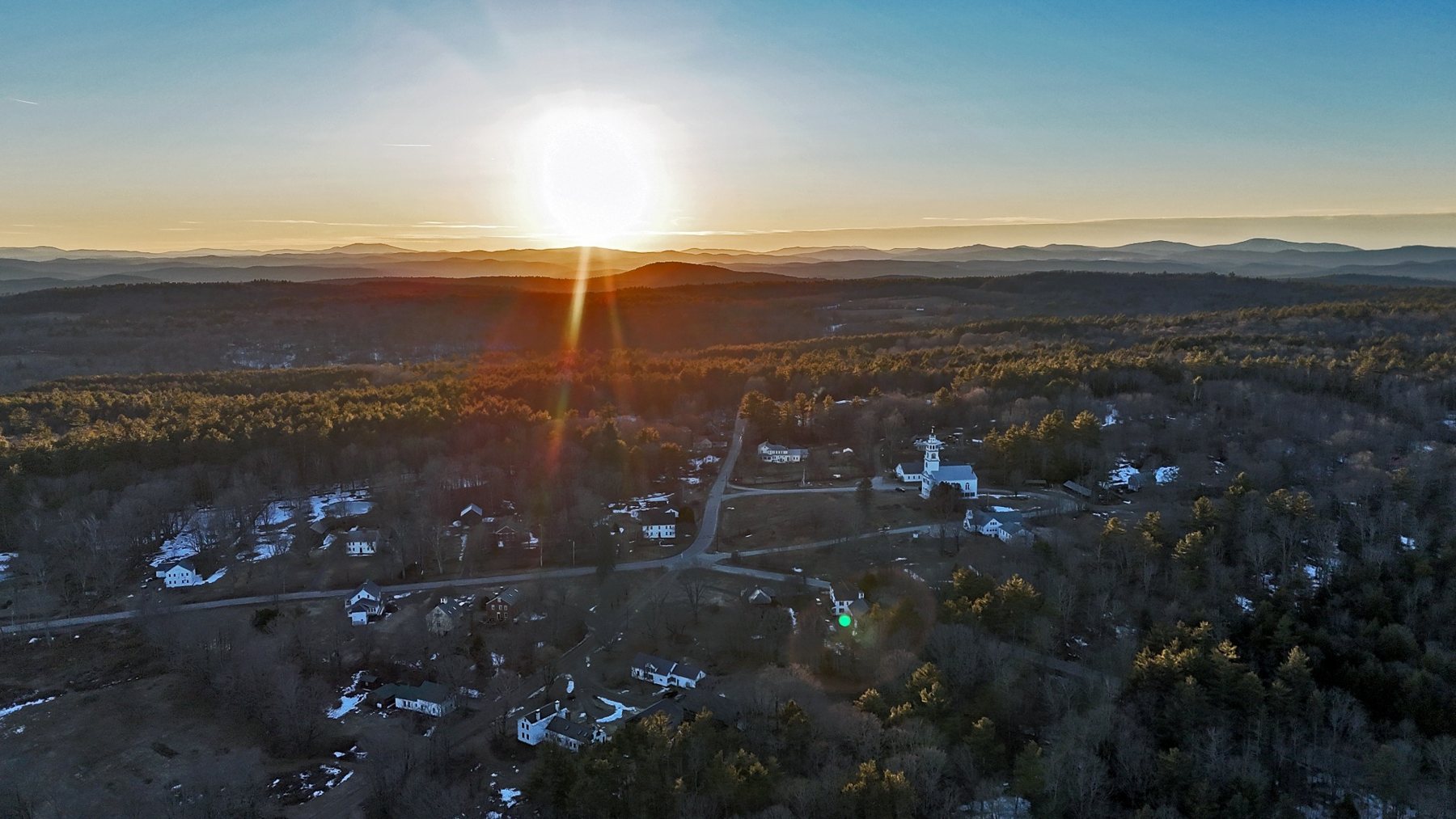 Acworth New Hampshire aerial town portrait