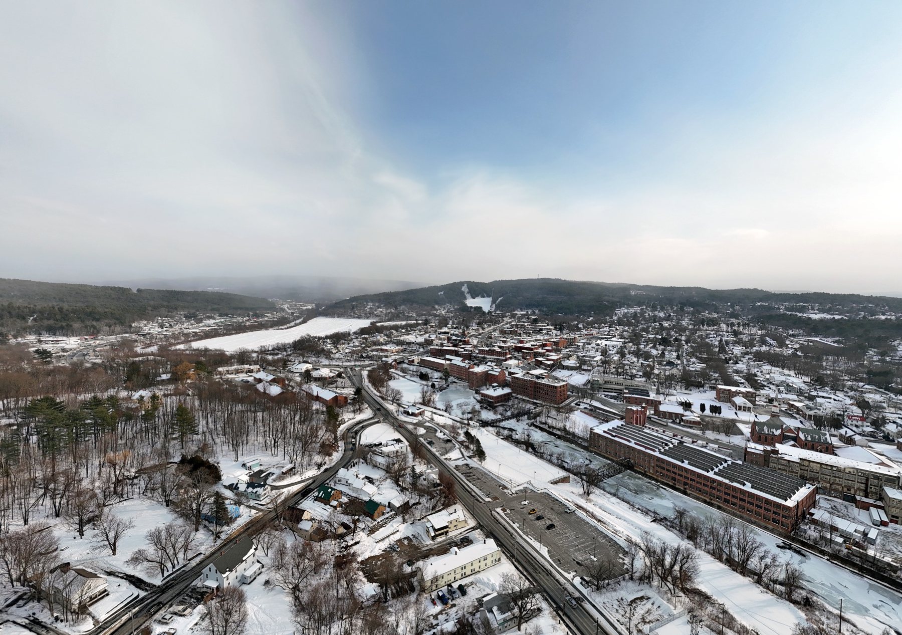 Aerial photograph of Claremont New Hampshire - Town Portrait &mdash; Mill District