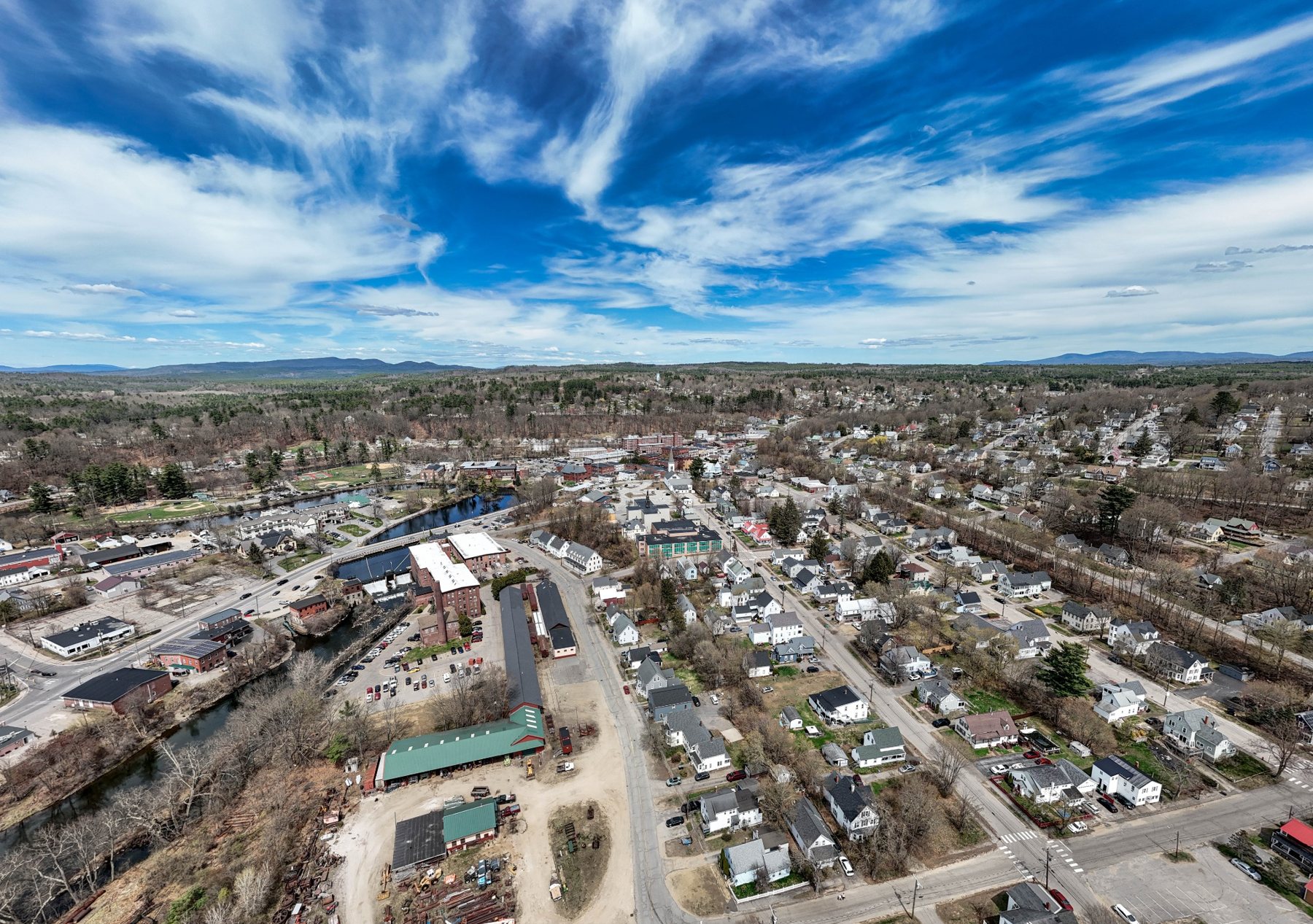 Franklin New Hampshire aerial town portrait