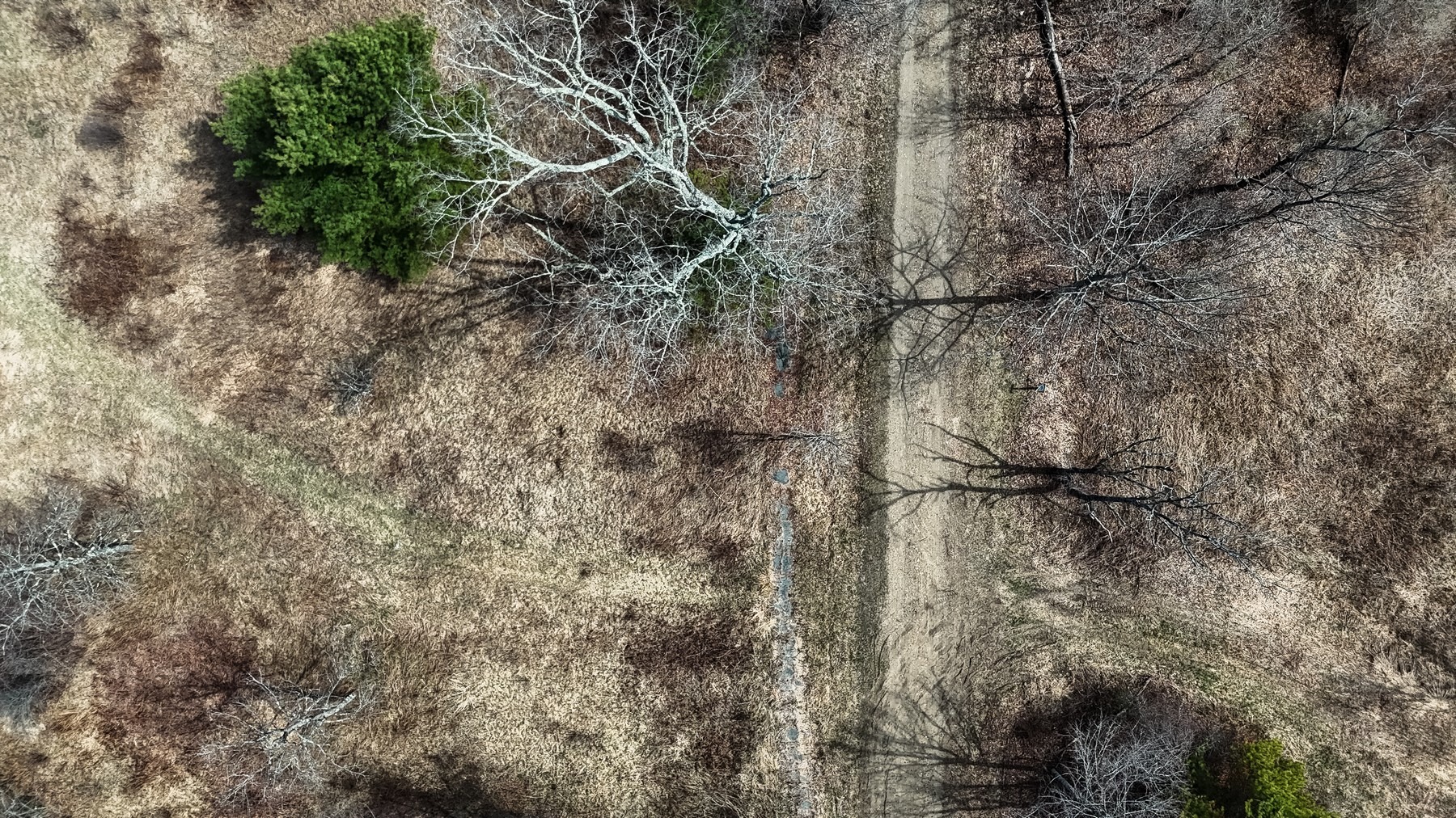 Aerial view of the abandoned Old Hill Village landscape in Hill, New Hampshire