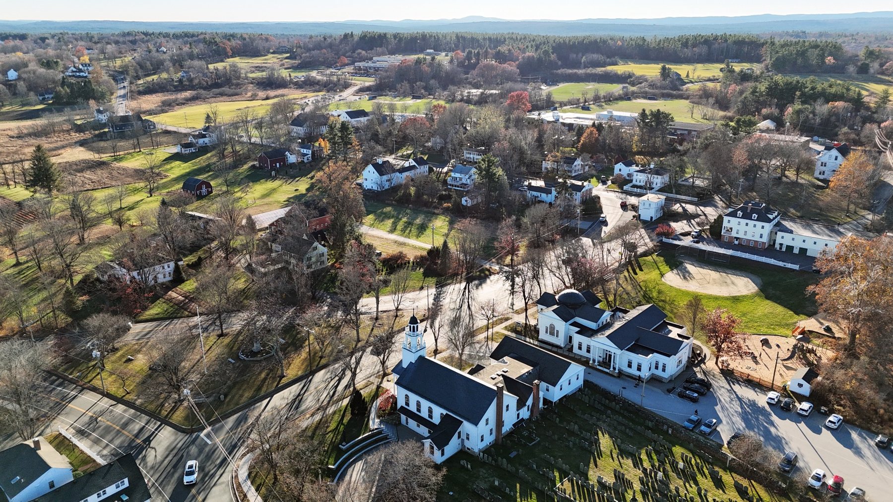 Hollis New Hampshire aerial town portrait