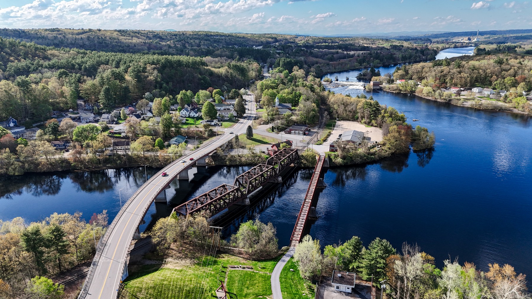 Aerial town portrait of Hooksett, New Hampshire