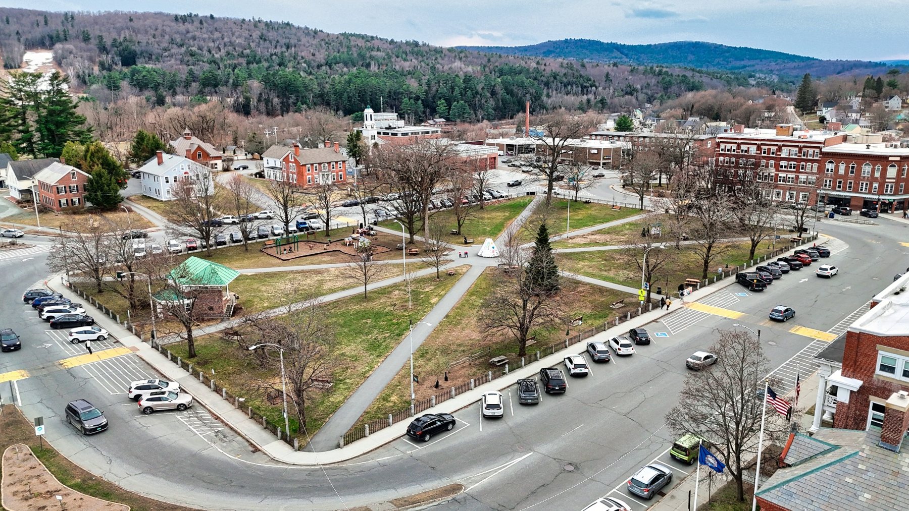Aerial photograph of Lebanon New Hampshire - Lebanon Common