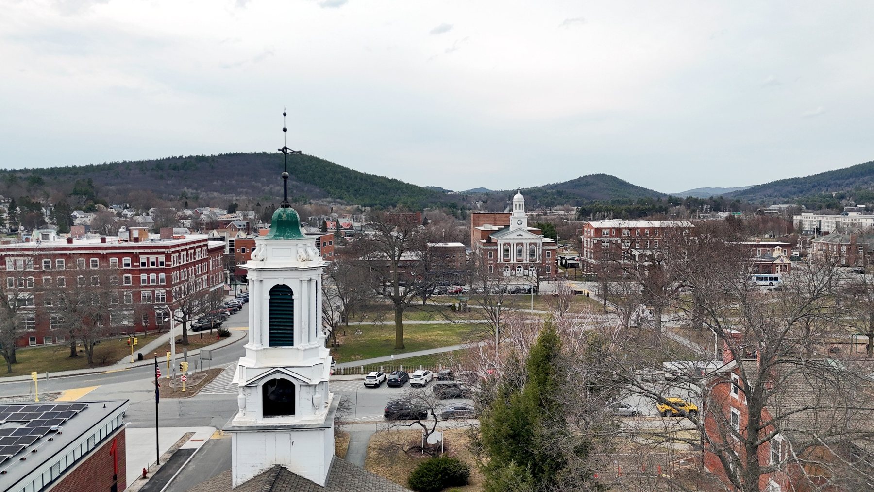 Aerial photograph of Lebanon New Hampshire - Steeple View