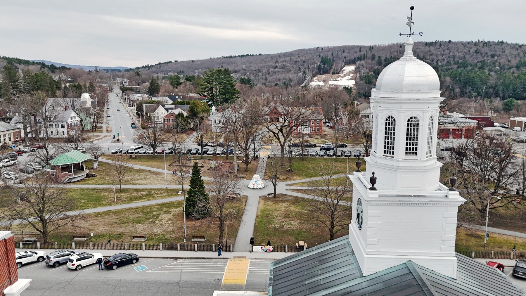 Aerial photograph of Lebanon New Hampshire - Steeple Detail