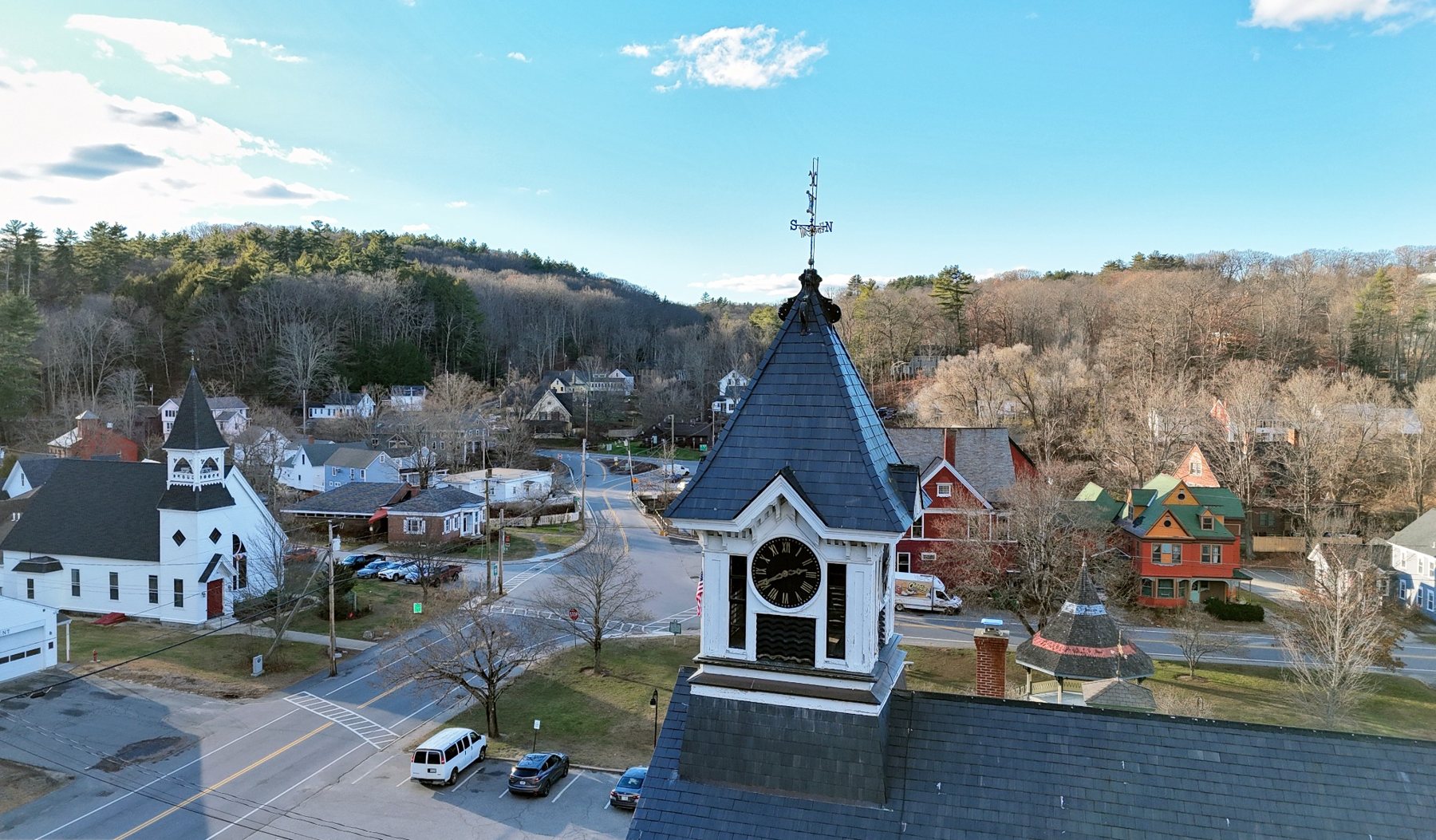 Aerial photograph of New Boston New Hampshire - Steeple View