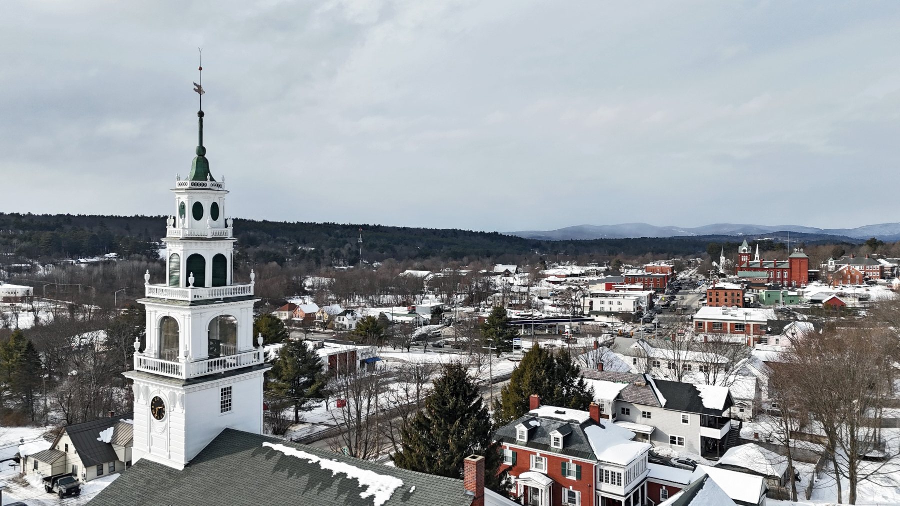 Aerial photograph of Newport New Hampshire - South Steeple